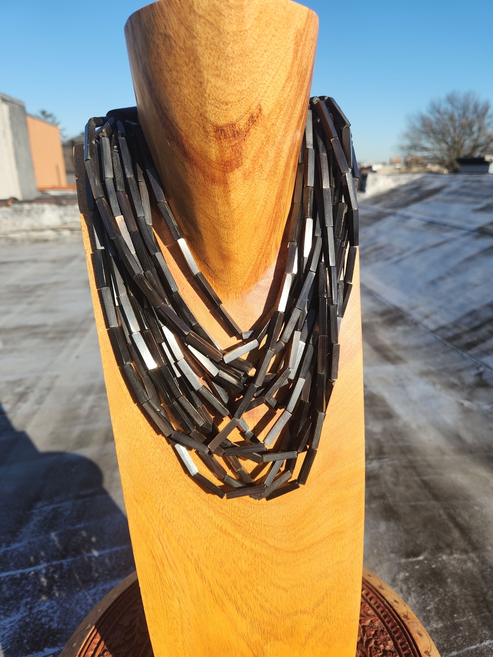 Vintage MONIES Multi-Strand Black and Brown Statement Necklace